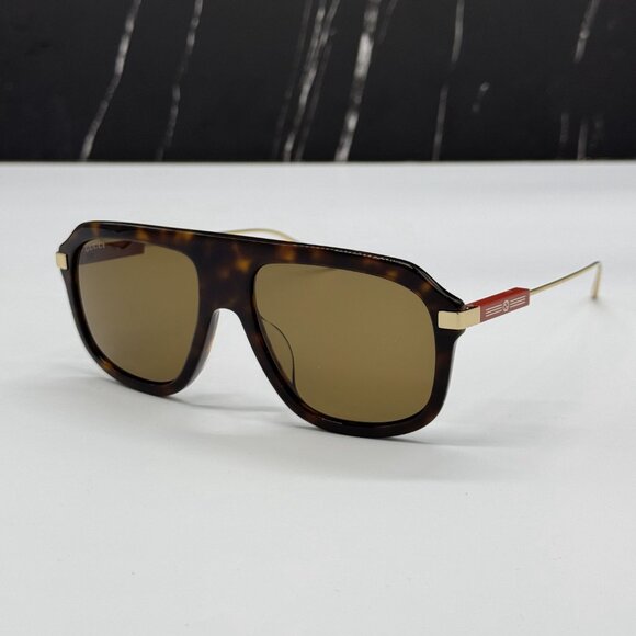 NEW GG1309S 006 GUCCI SUNGLASSES BROWN GOLD EYEWEAR GUCCI - Picture 3 of 11